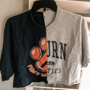 AUBURN PAW X LETTERS HALF AND HALF SHIRT